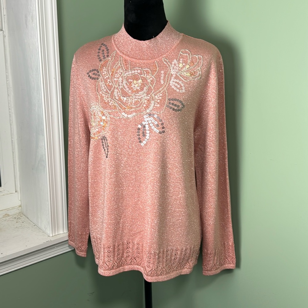NWOT Alfred Dunner peach sparkle sweater large
